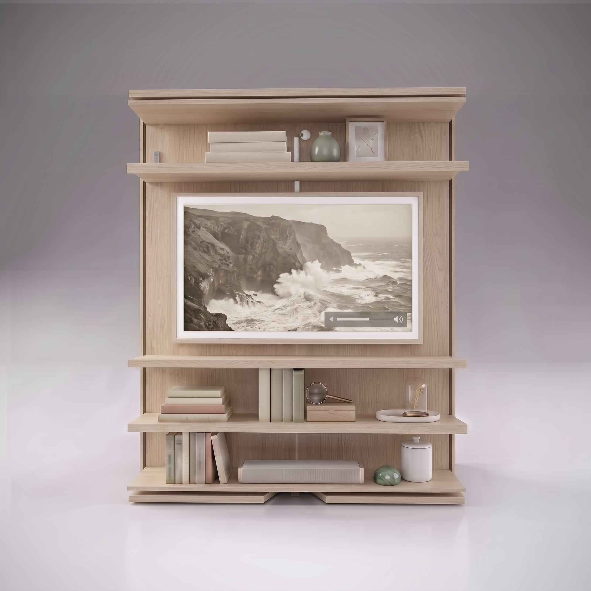 Compatto Rotating Murphy Bed bookshelf with TV option | Rovere Fine