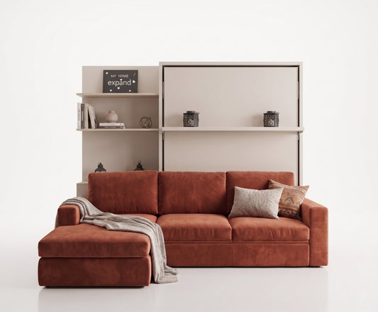 Compatto - Shelf Wall Bed over Sectional Sofa