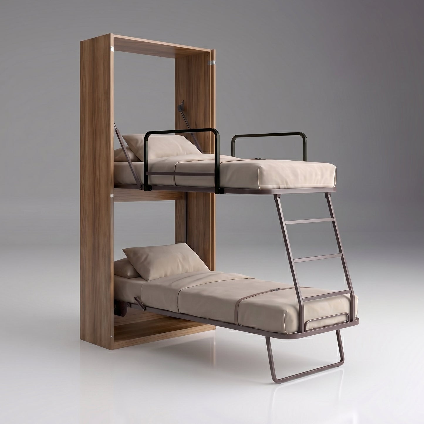 Compatto vertical bunk bed alt view | Noce - Walnut