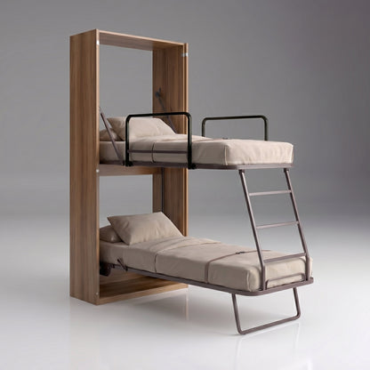 Compatto vertical bunk bed alt view | Noce - Walnut