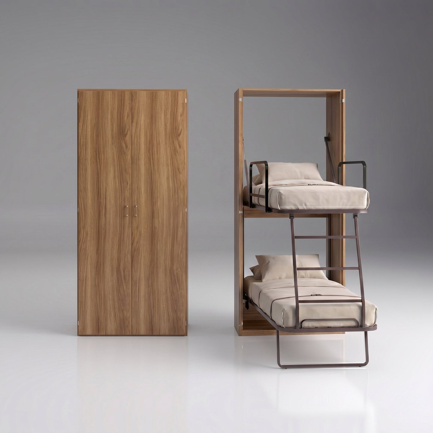 Compatto vertical bunk bed in | Noce - Walnut