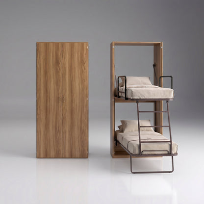 Compatto vertical bunk bed in | Noce - Walnut