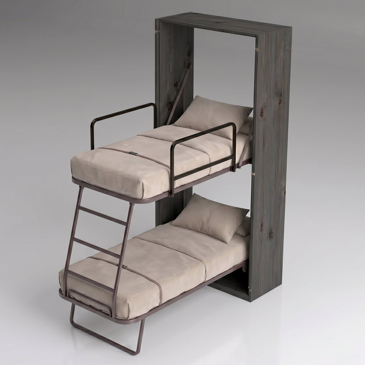 Compatto vertical bunk bed in alt view | Rovere Carbone