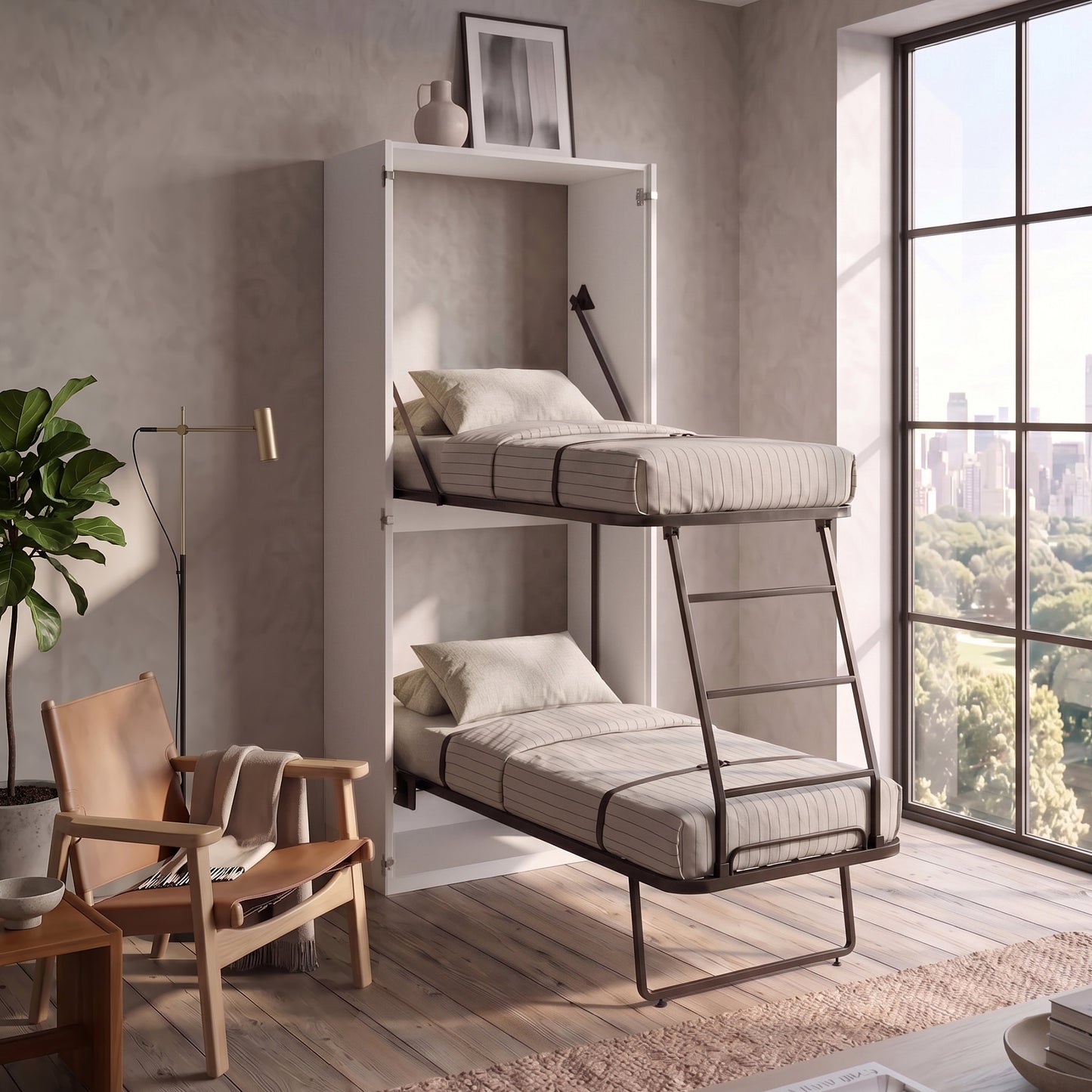 Compatto Vertical Bunk bed opened | Bianco Cera - White