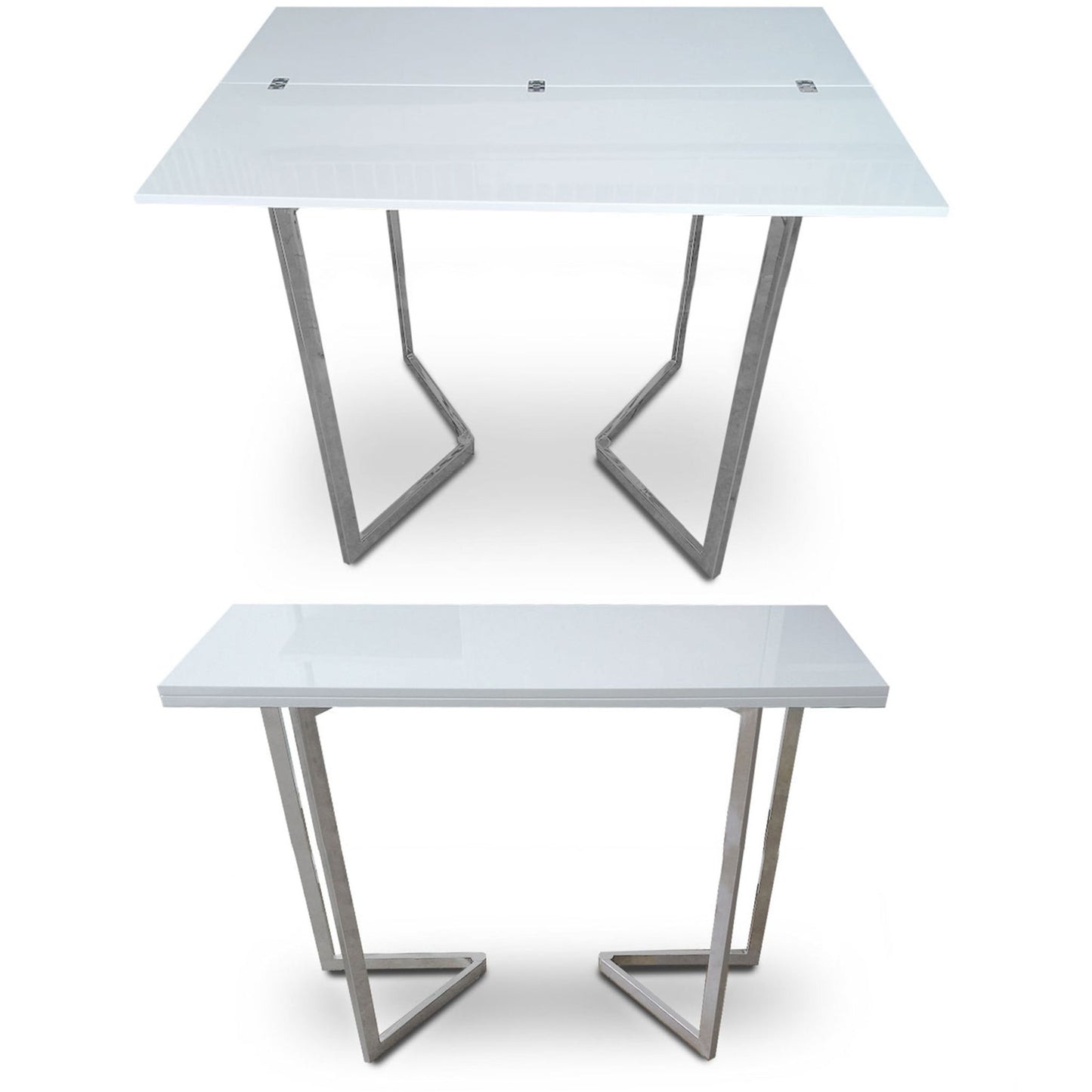 Transforming expanding table counter height white