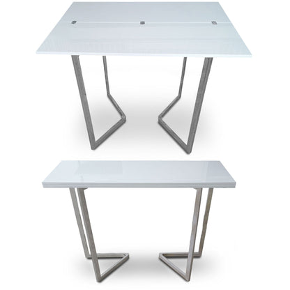 Transforming expanding table counter height white