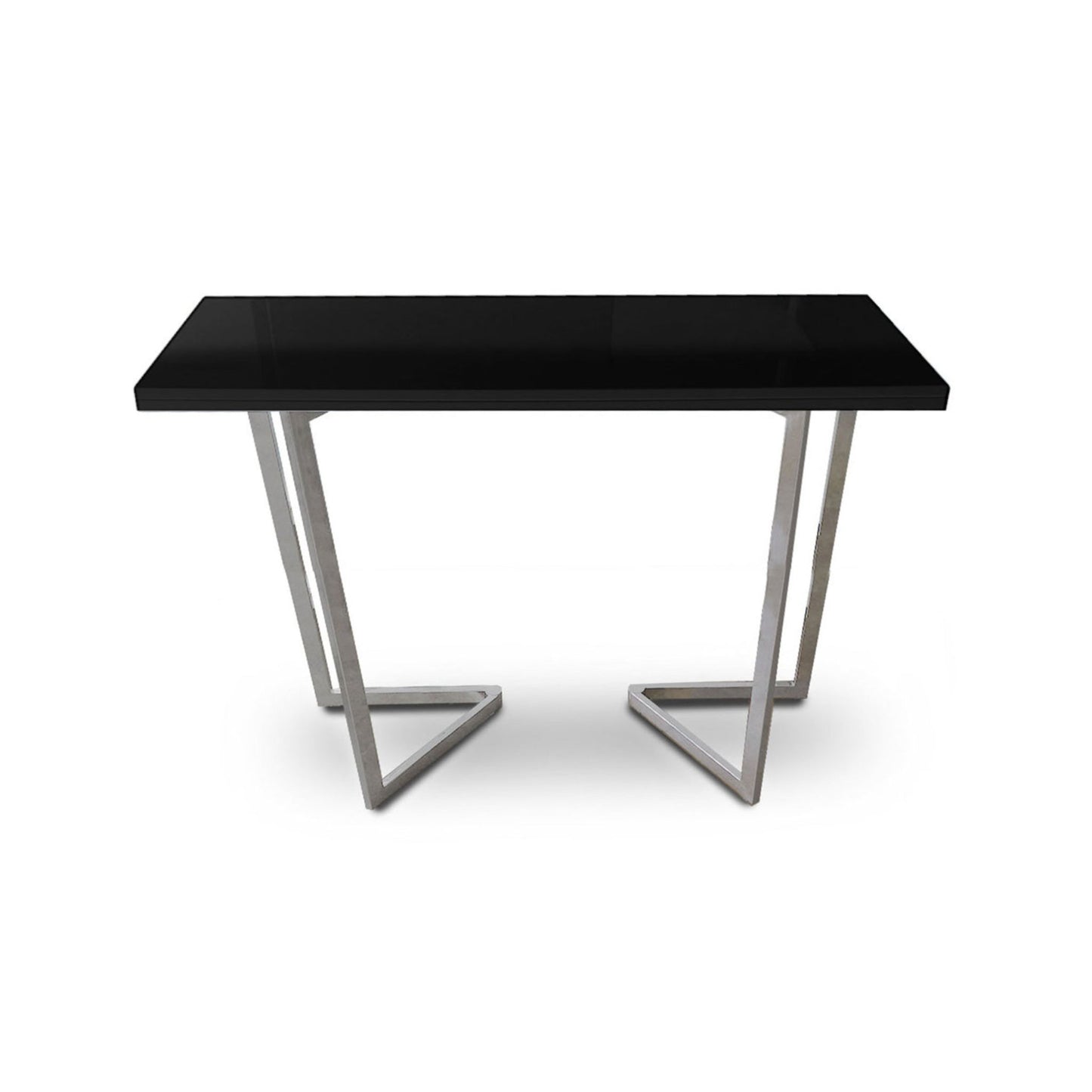 Counter-Height-Flip-Expanding-table in black gloss and silver legs