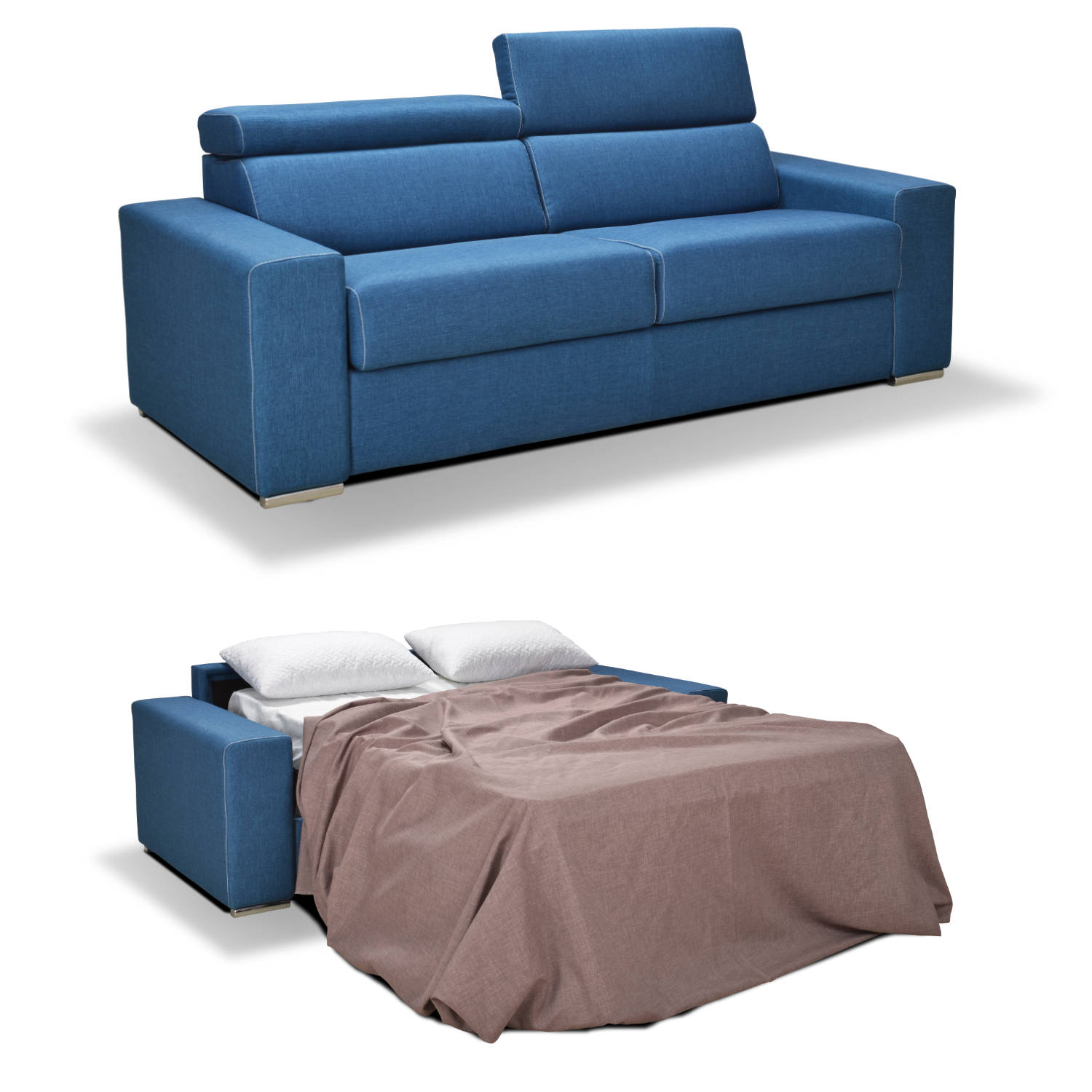 Dormire memory foam easy open sofa bed from italy - roma blue