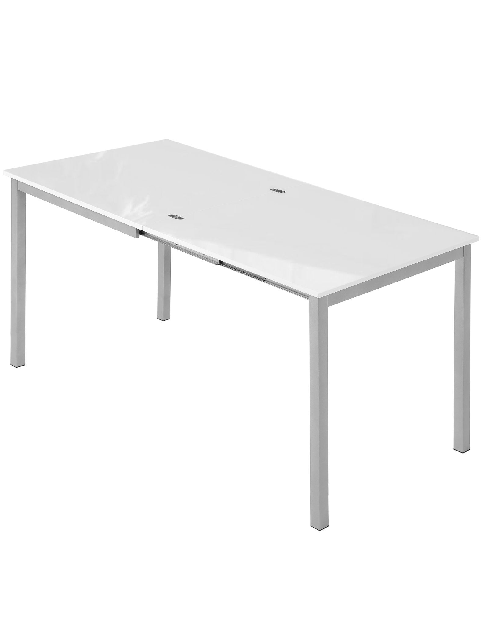 Echo-Counter-Height-white gloss and silver leg - Counter height kitchen table doubles in size