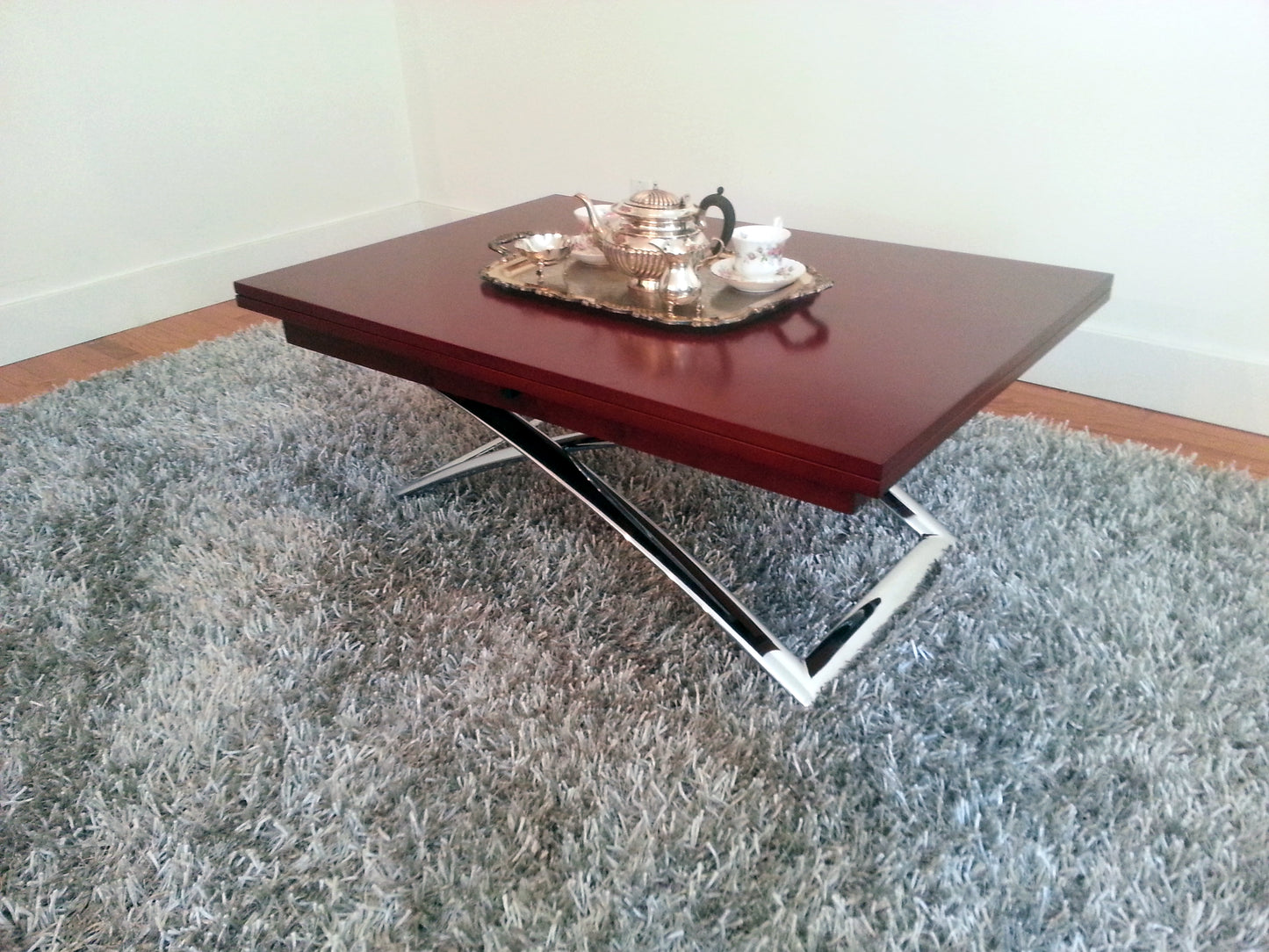 Expand Coffee Table in cherry wood folds and converts into a larger table - expandfurniture.com