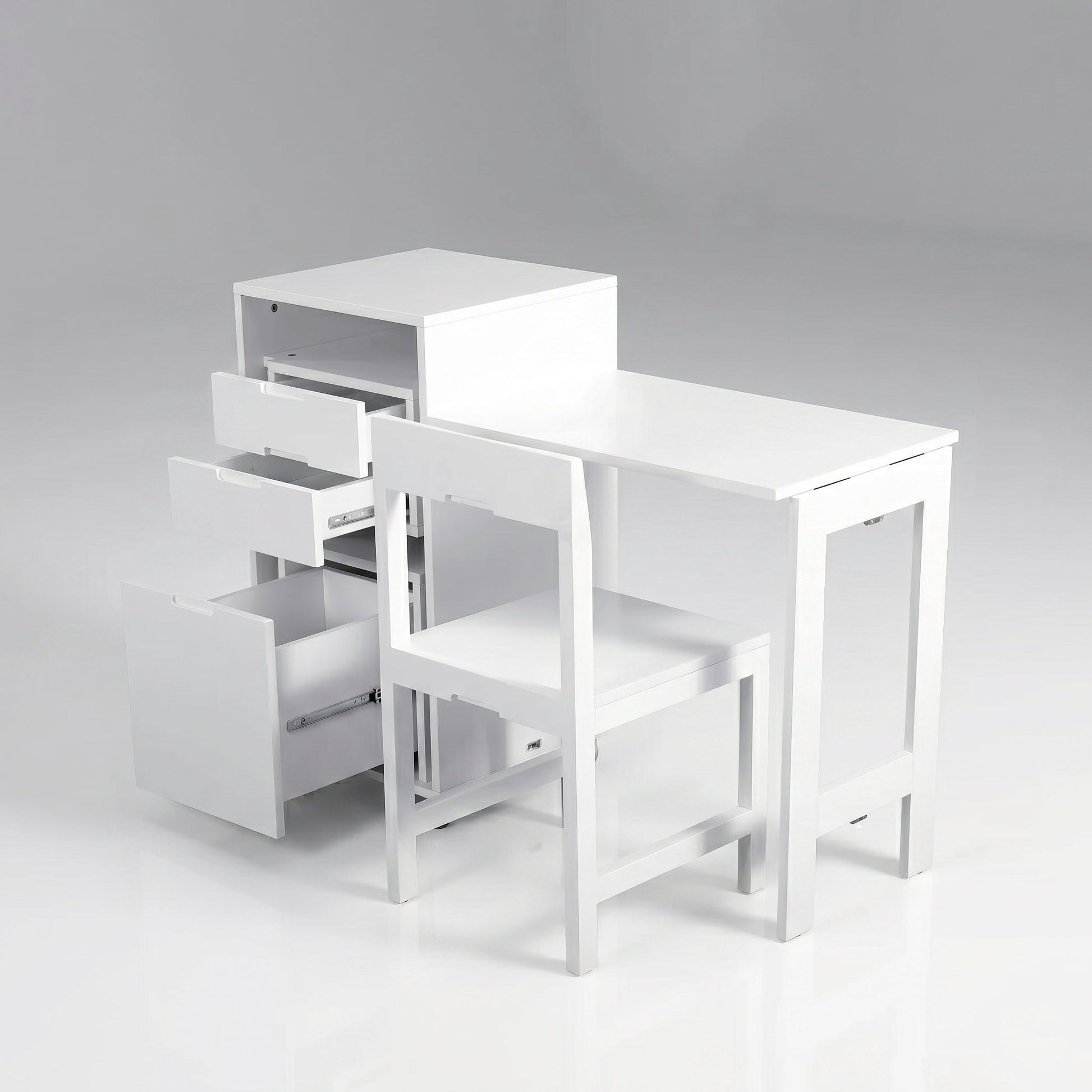 Ludovico Expand Micro office hidden chair folding desk | White
