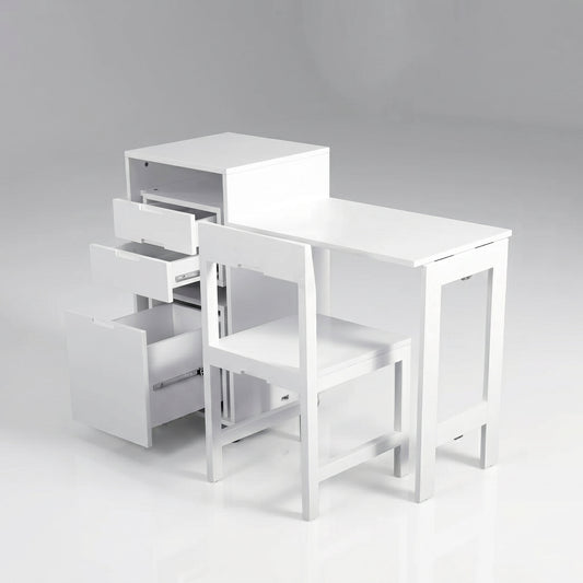 Ludovico Expand Micro office hidden chair folding desk | White

