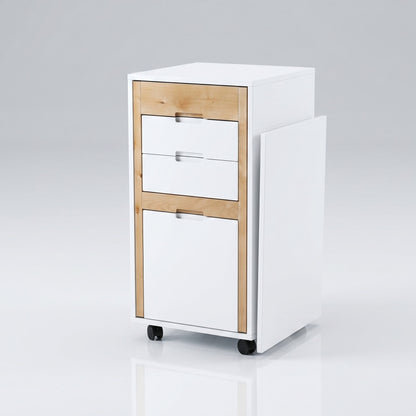 Ludovico Expand Micro Office hides chair and table folds out | Natural Wood + White