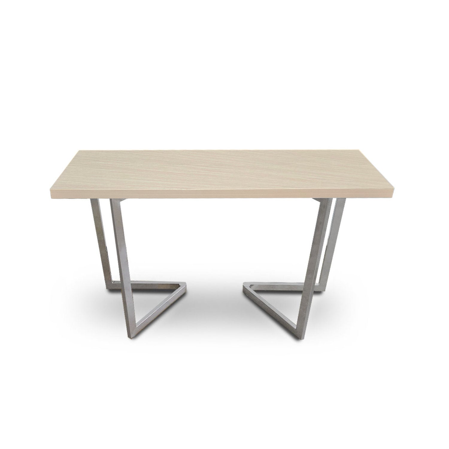 Flip Console - Folding expanding table in light oak wood color with silver legs