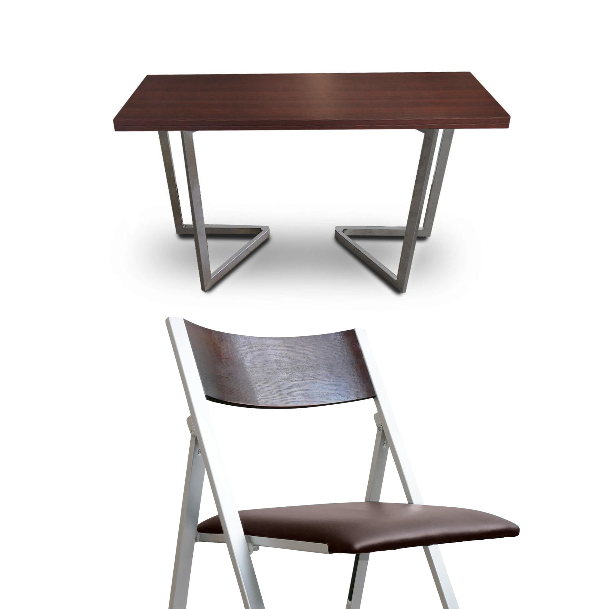 Flip-console-dining-set-walnut-with-silver-legs-and-walnut-nano-chairs