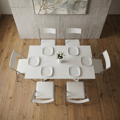Flip console dinner expanded folding set | Glossy White