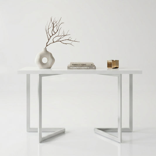 Flip console to dinner table | Glossy White