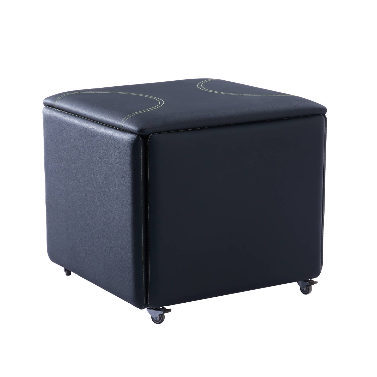 Fold Cube 4 chairs ottoman transforming seats in black opened unfolded | Black