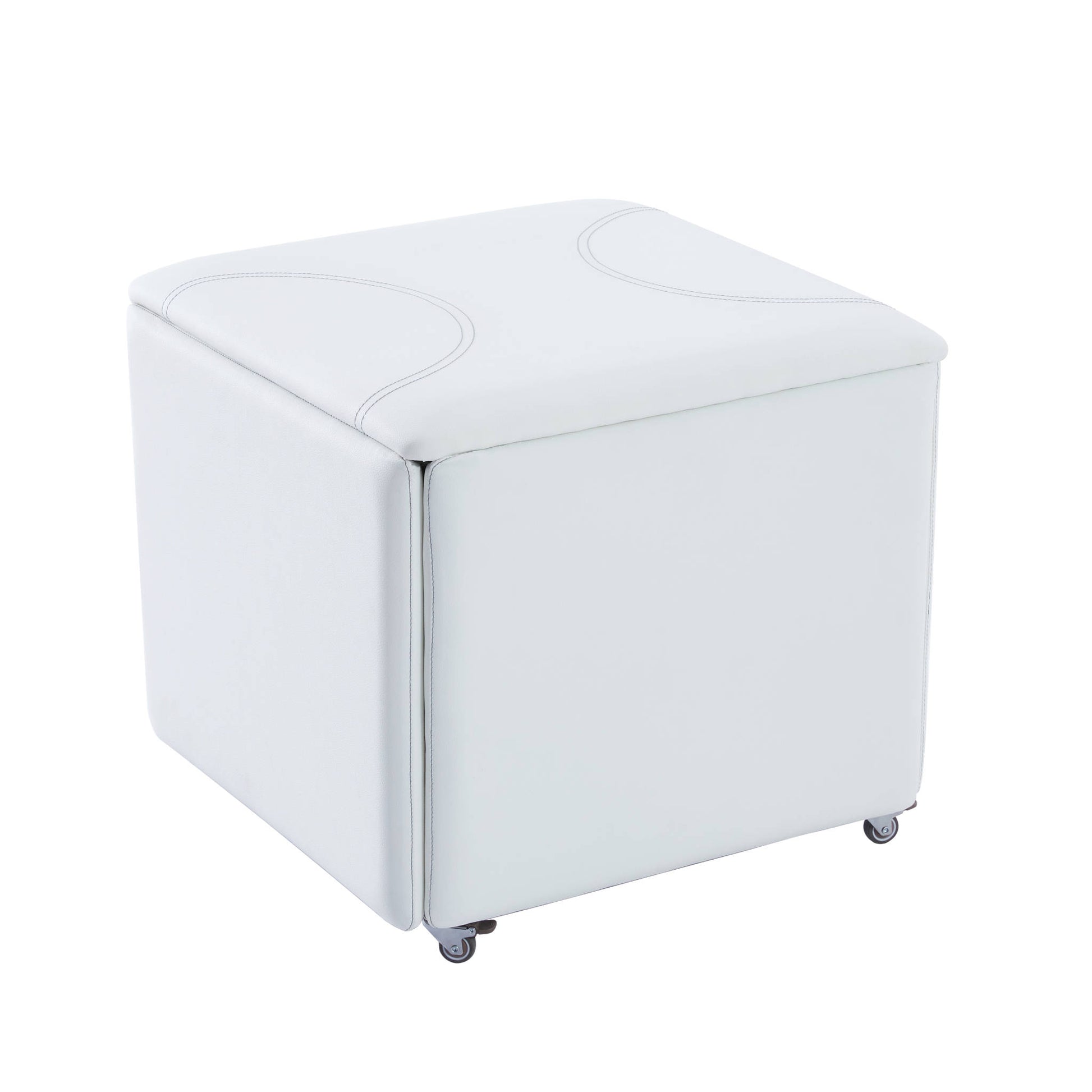 Fold Cube seats come out of ottoman to make 4 chairs | White