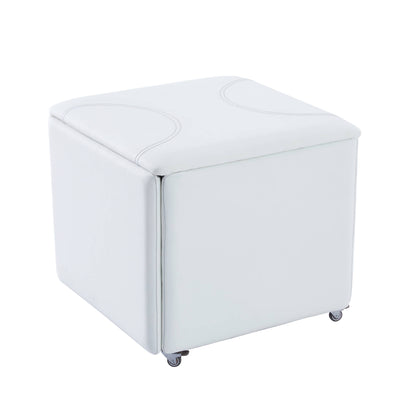 Fold Cube seats come out of ottoman to make 4 chairs | White