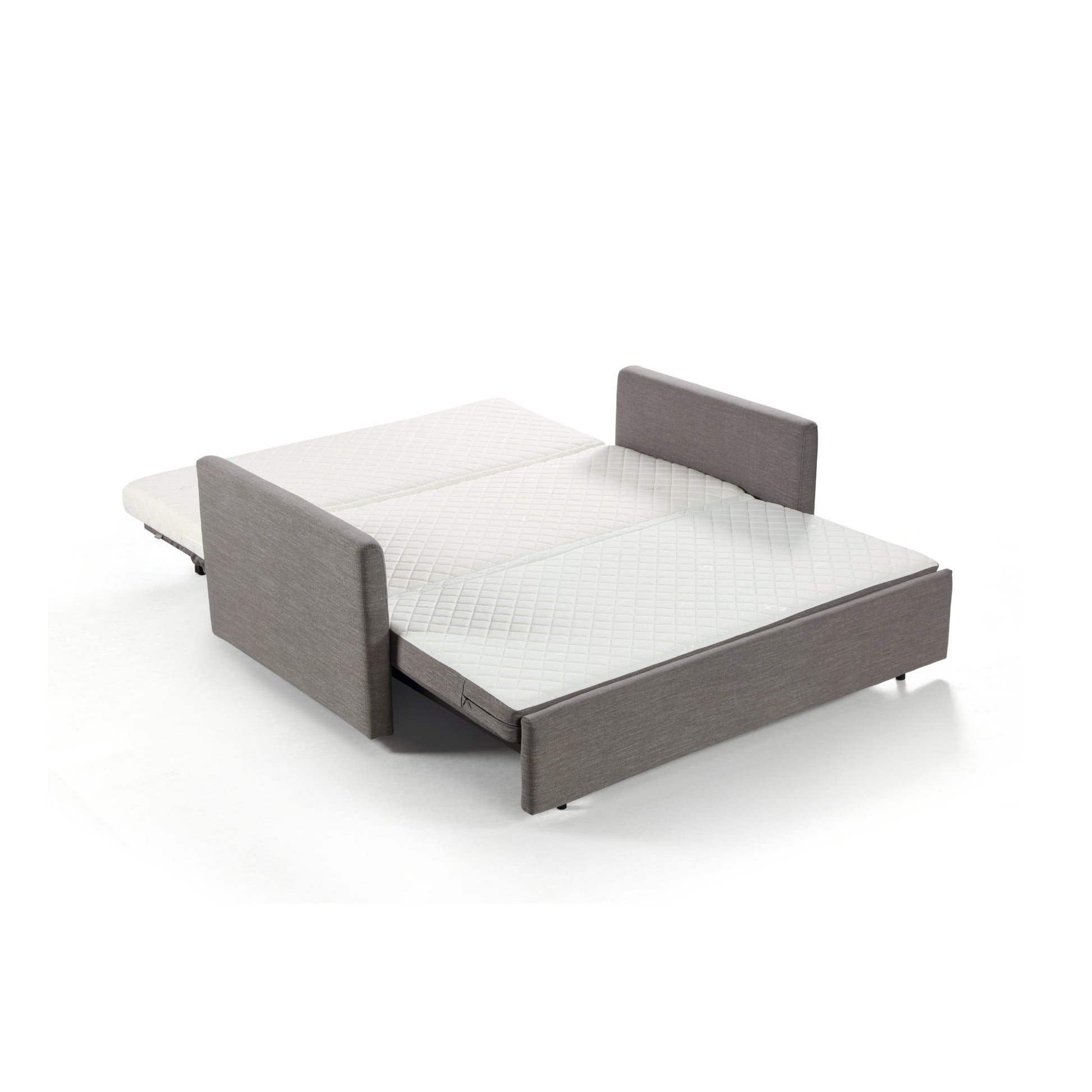 The Harmony Queen sofa bed opens into a comfortable memory foam sleep - grey