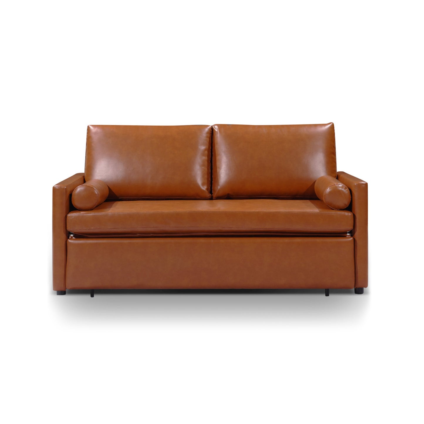 Harmony 2 - queen eco leather - Brown Terracotta sleeper sofa memory foam displayed in sofa form