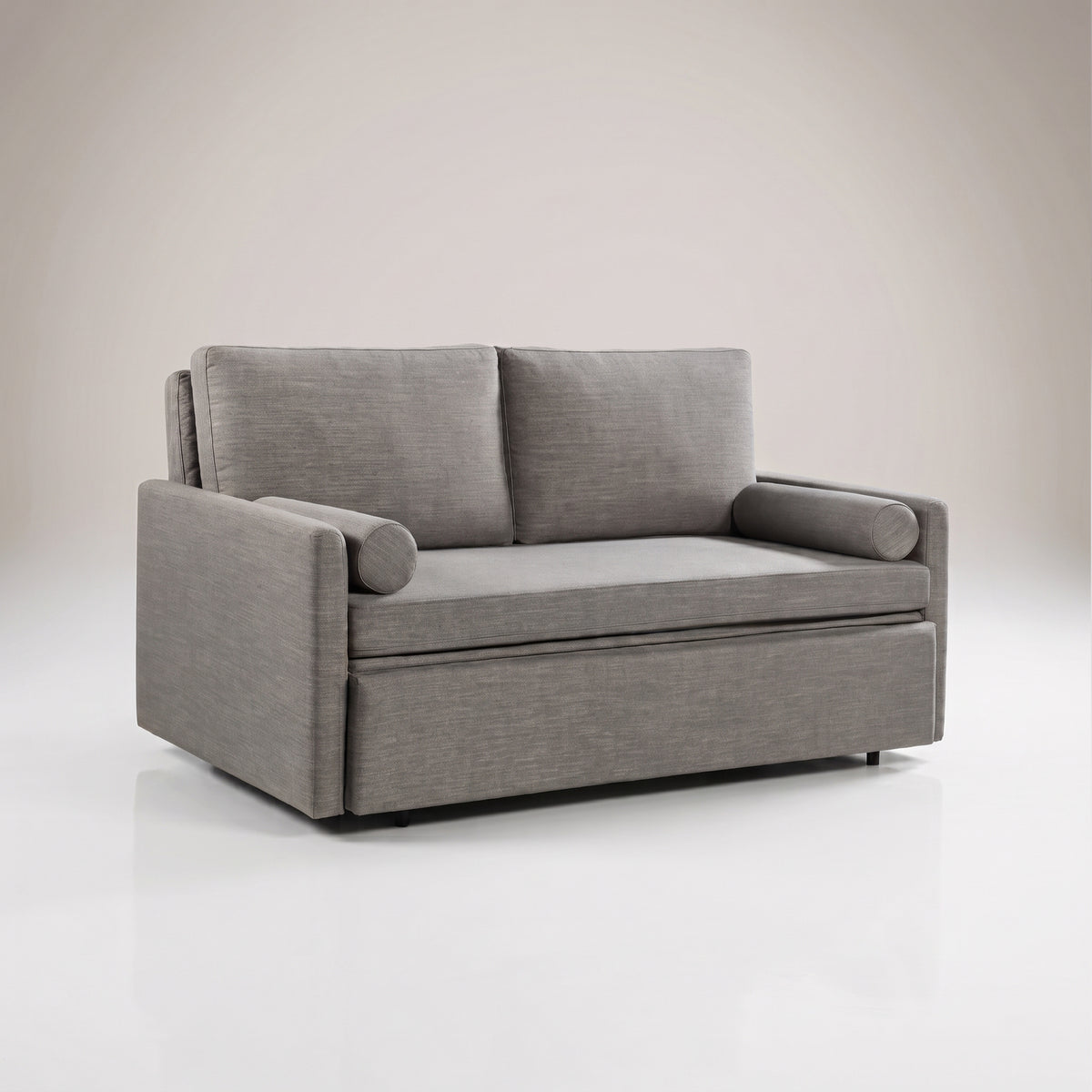 Harmony Sofa bed hides a queen size comfortable mattress inside in Iron Grey
