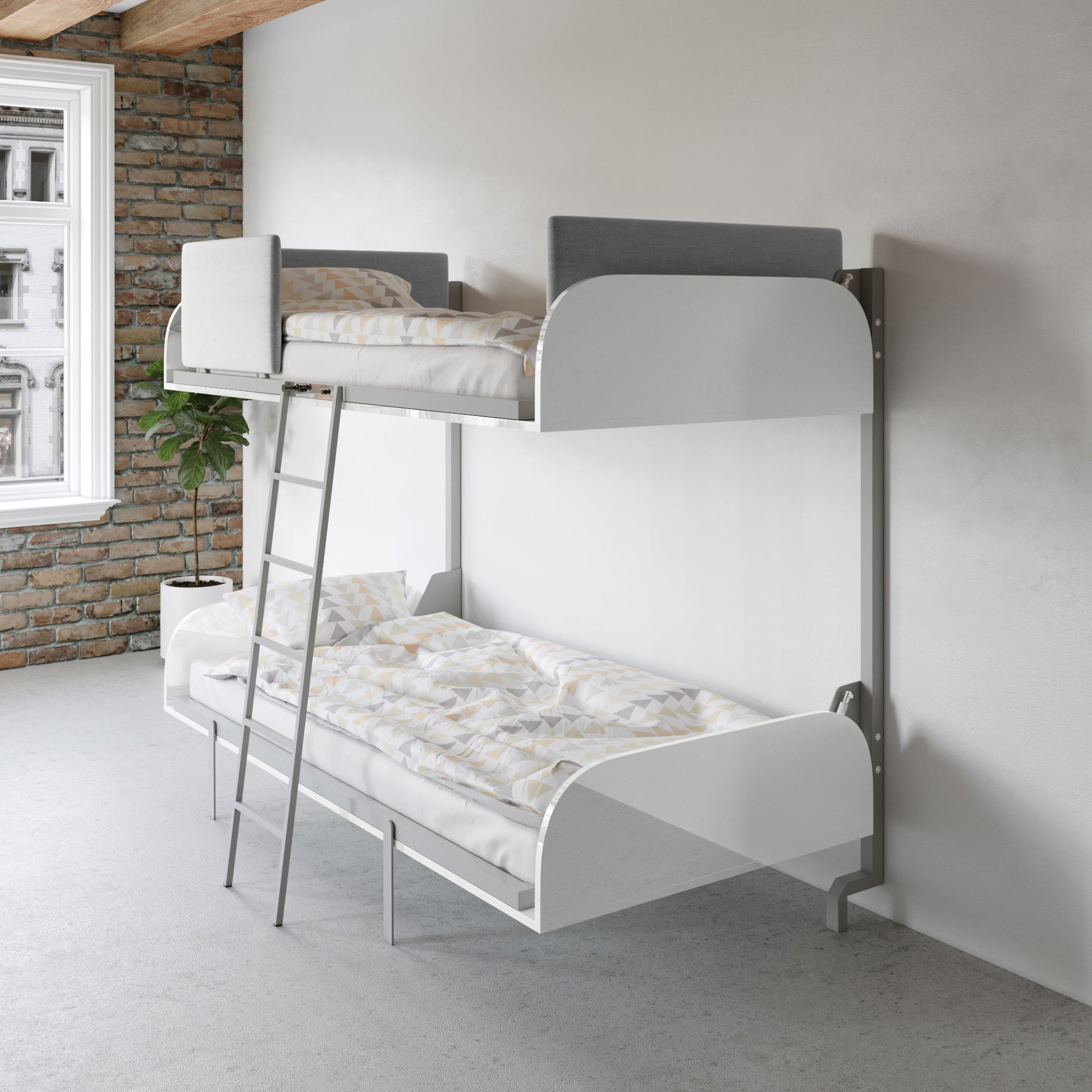 Hover-Bunk-Beds-in-Glossy-white-open-folding-wall-bed