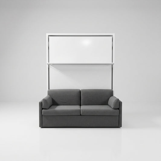 Compatto Italian Murphy Bed with float shelf over storage couch - by expand furniture
