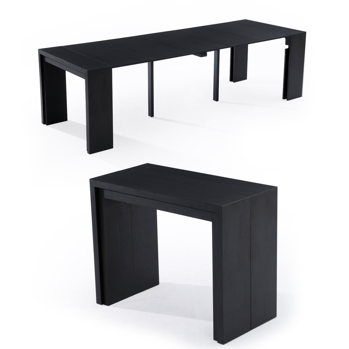 Junior Giant Expandable Console Transforming Extending Table - Black Wood