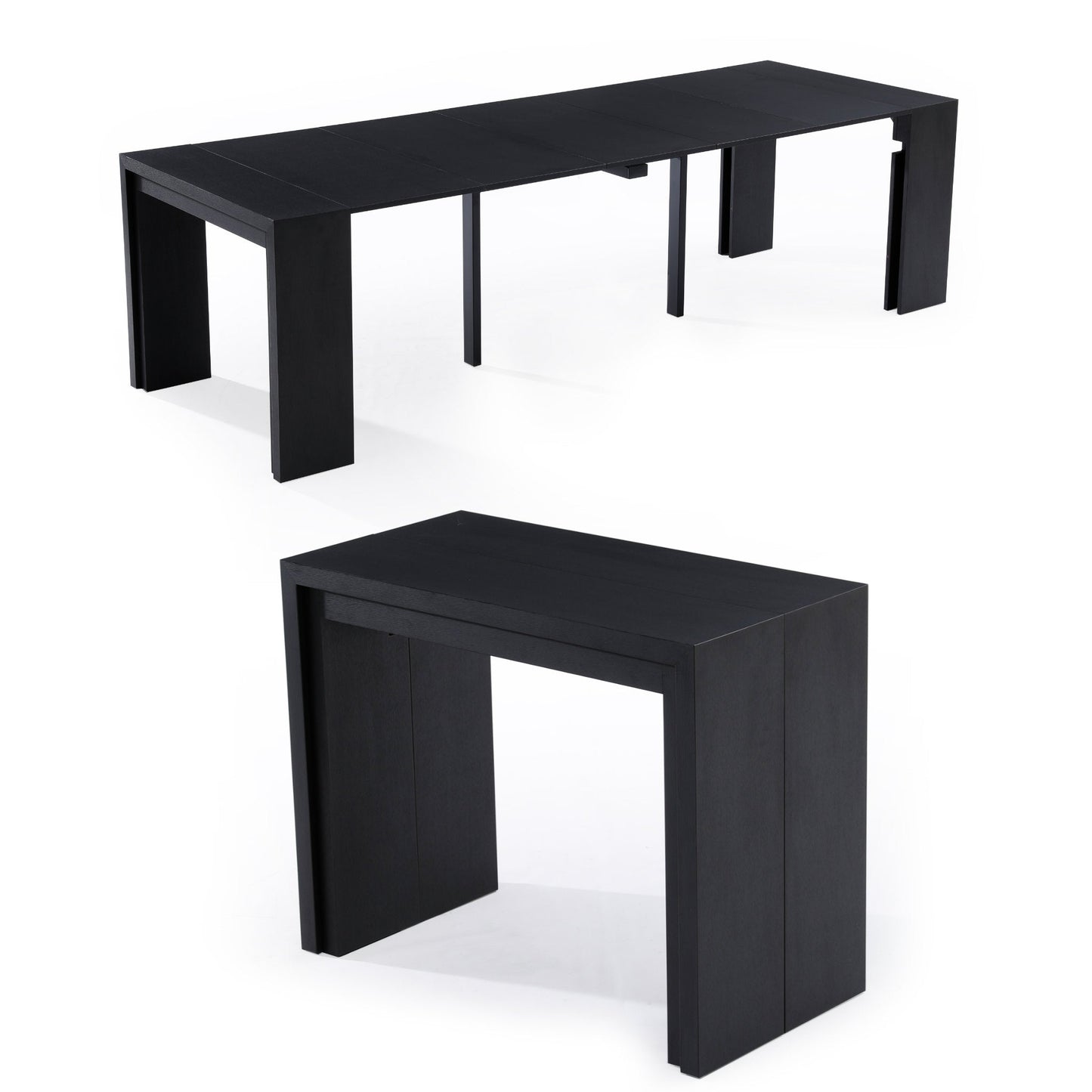 Junior Giant Expandable Console Transforming Extending Table in wood black