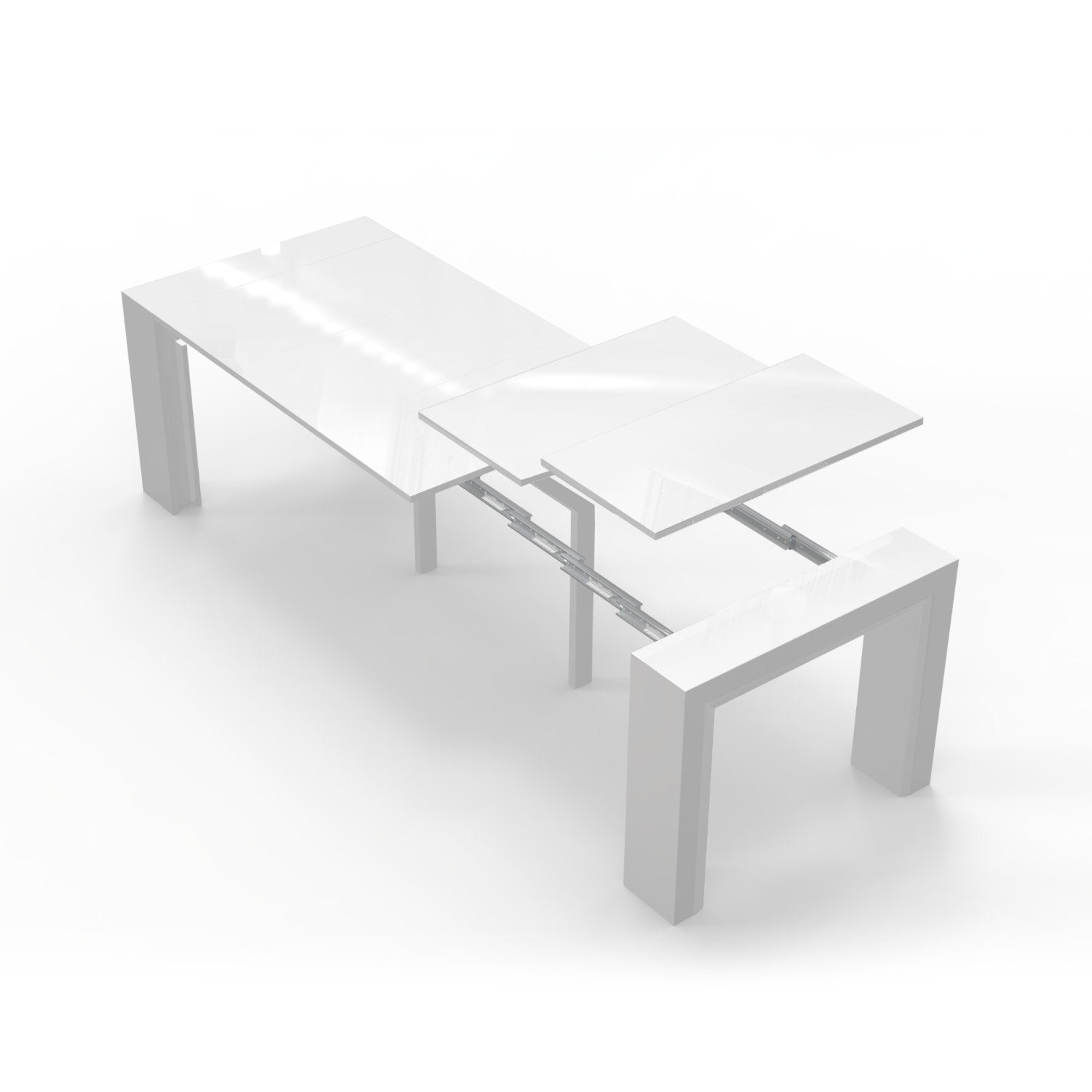 Junior Giant Extending Console to dining Transformer table - Glossy white 6 in 1 multifunctional table