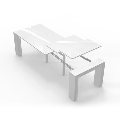 Junior Giant Extending Console to dining Transformer table - Glossy white 6 in 1 multifunctional table