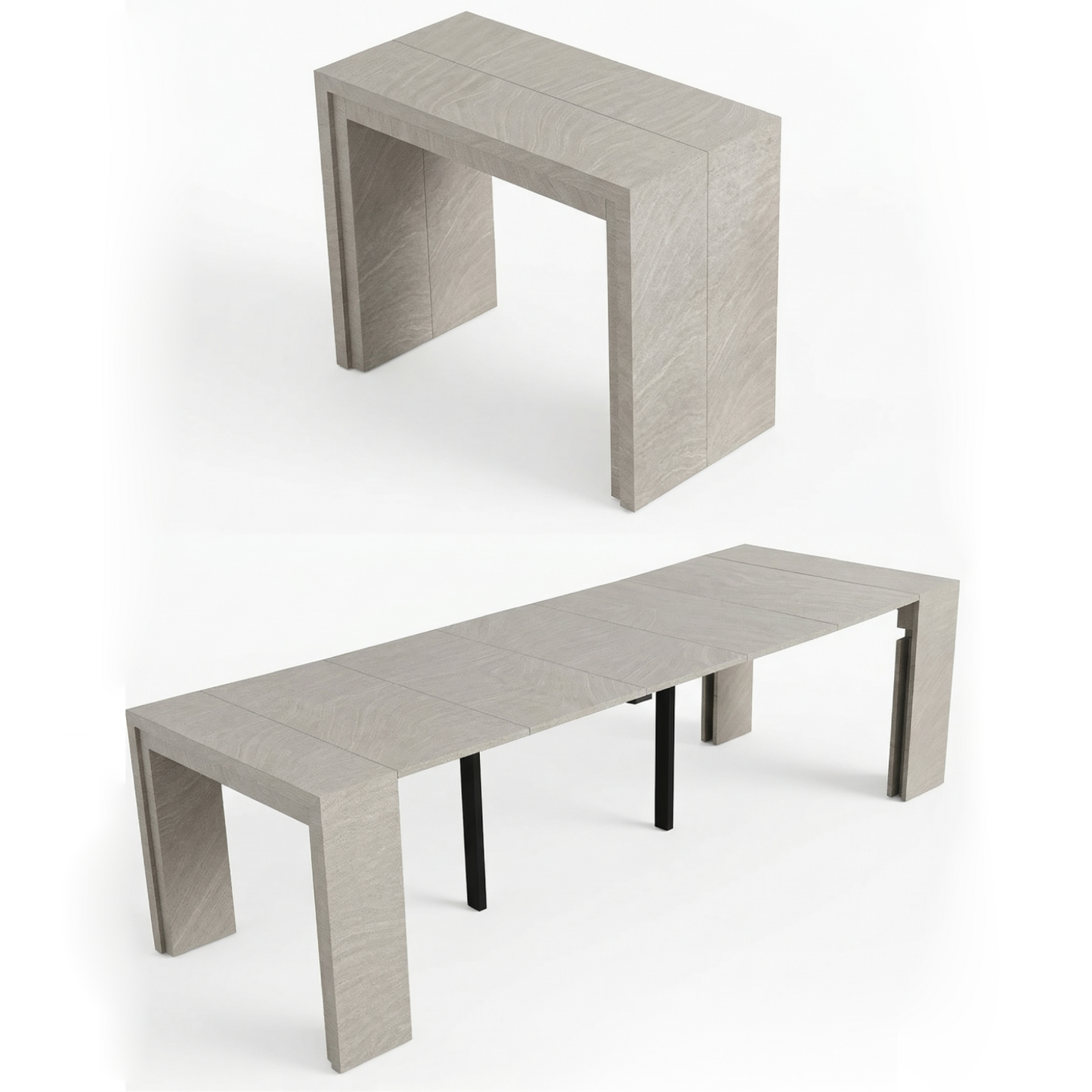 Junior Giant Extending Transforming Console table in Concrete texture finish - Seats 12 | Concrete Texture