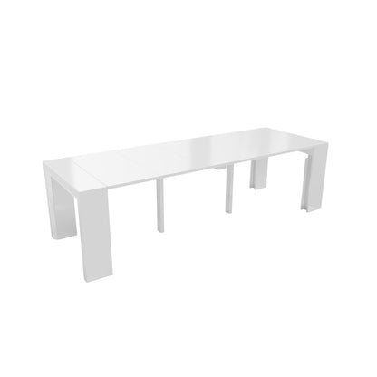 Junior-Giant-revolution-console-to-dinner-table-that-seats-12-in-glossy-white-and-uses-magnetized-extensions