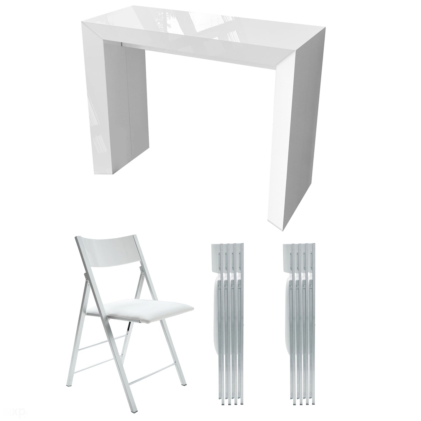 Junior-giant-edge-dining-set-in-white-gloss-with-8-nano-chair-bundle