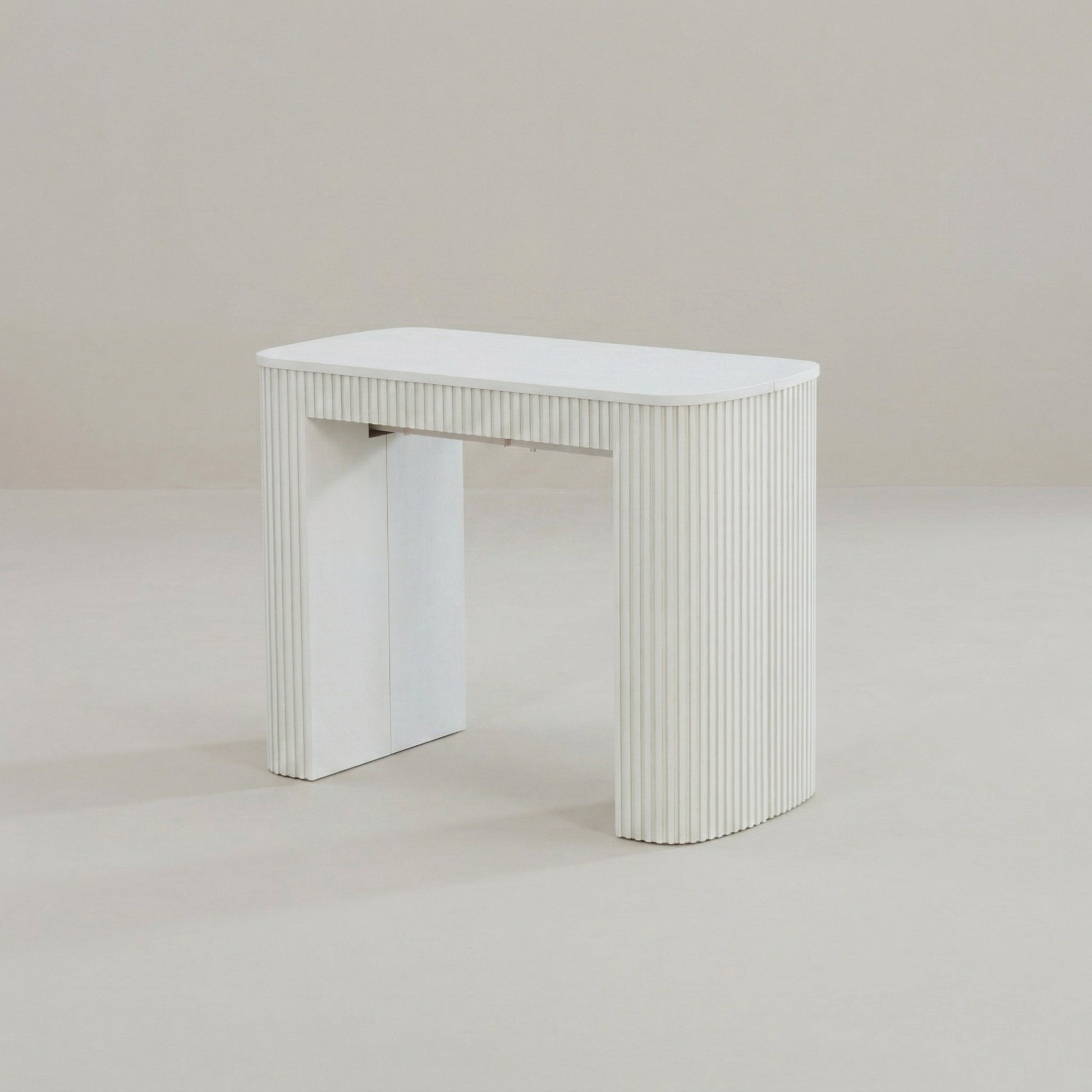 Junior Giant Curve expandable table in compact console form | Wood White