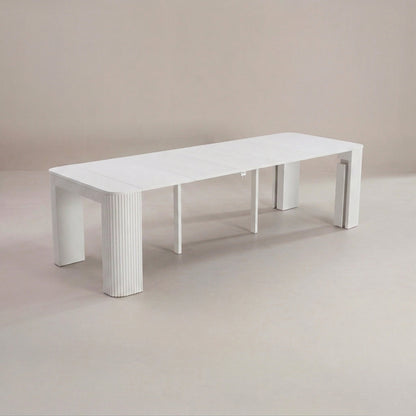 Junior Giant Curve table fluted wood design extended size | Wood White