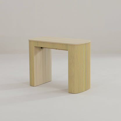 Junior Giant Curve in Oak wood as a compact extendable table