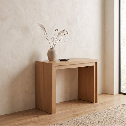 Junior Giant extendable transforming console dinner table | Pecan