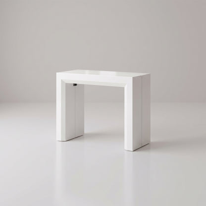 Junior Giant extending console to dinner table transforms to seat 12 after extending | Glossy White