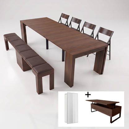 Junior Giant extending table bundle ultimate walnut set