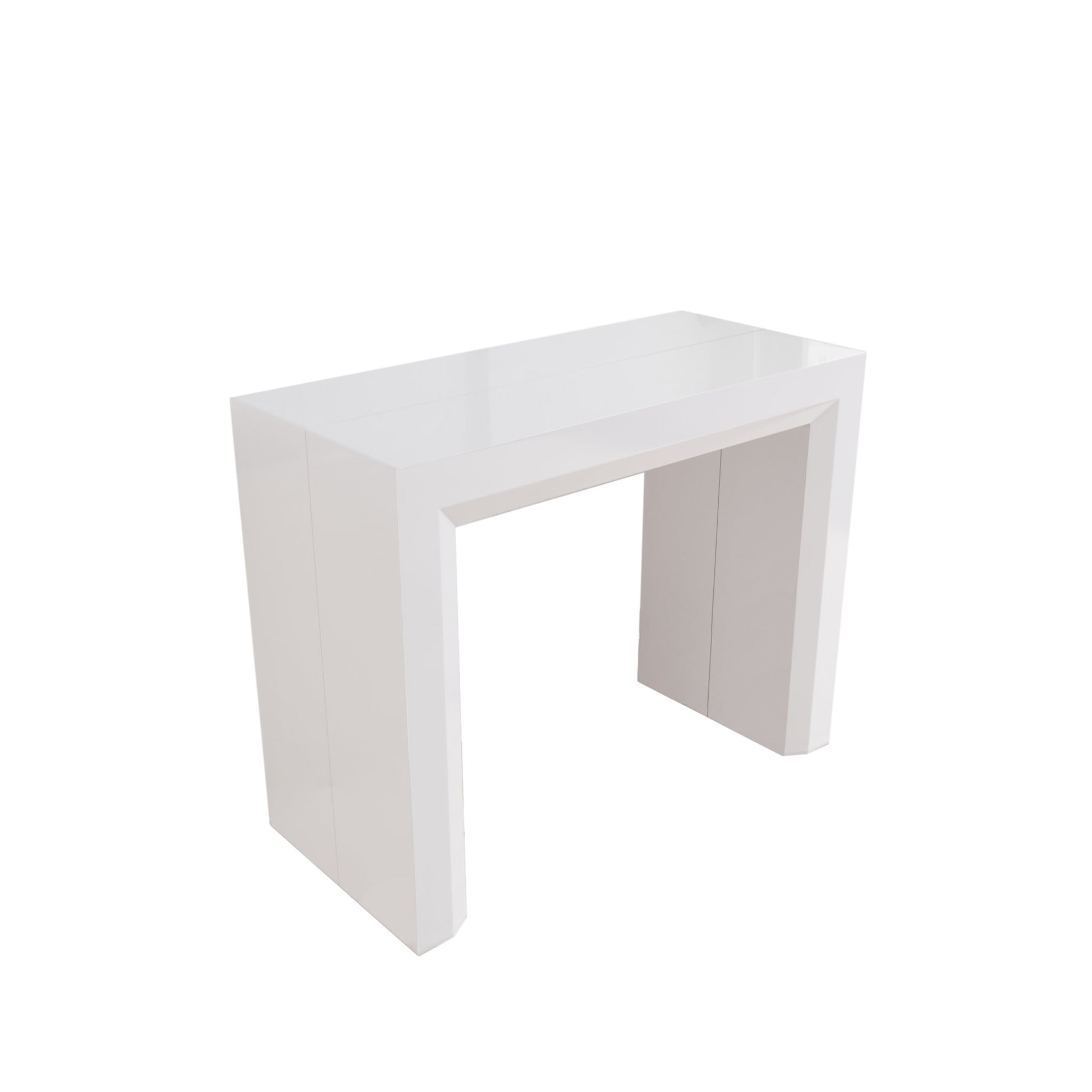 Extending console transforming table expands with smooth mechanism to seat 12 - white gloss paint