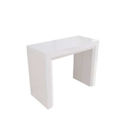 Extending console transforming table expands with smooth mechanism to seat 12 - white gloss paint