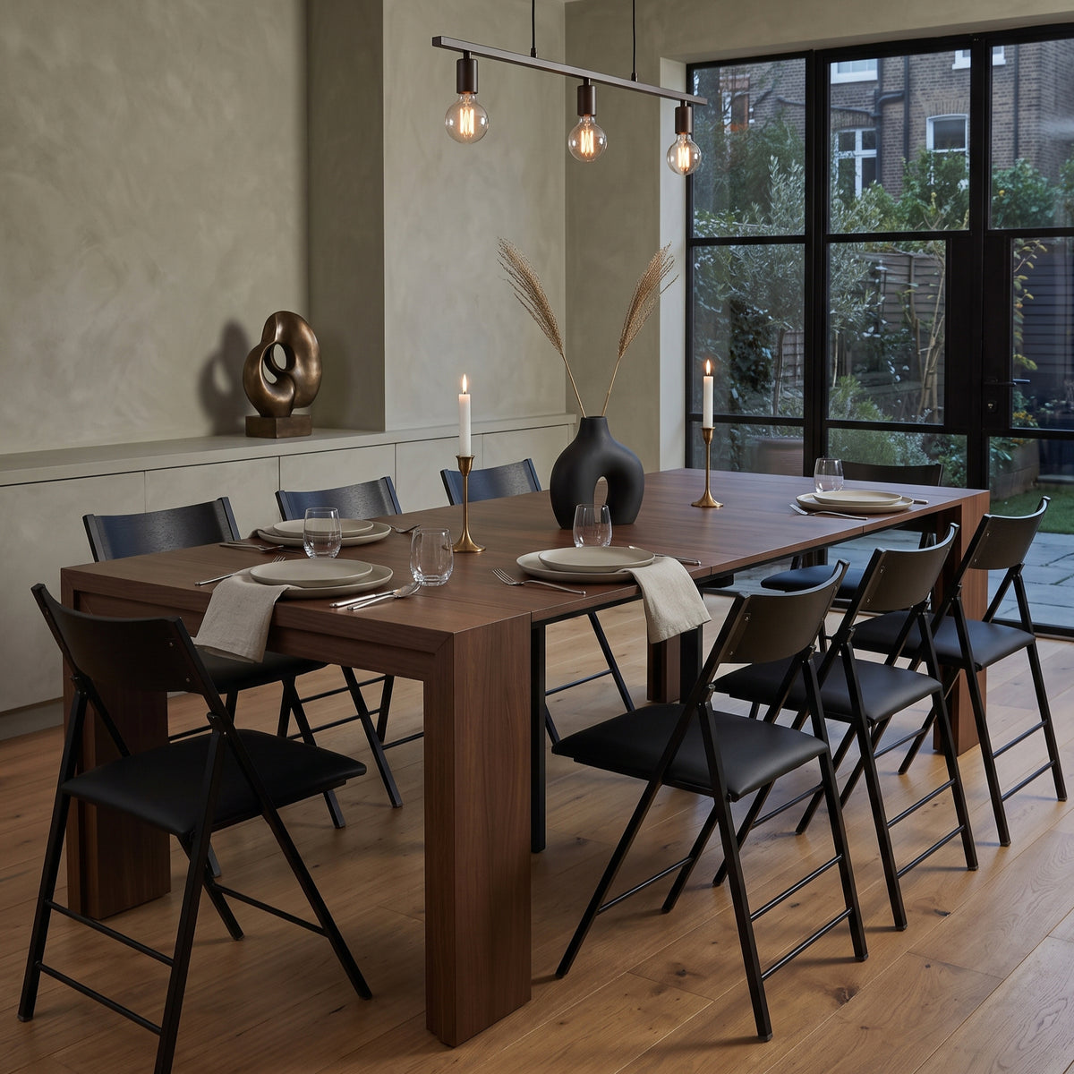 Junior giant extending console dinner table seats 10 people | Wood Walnut