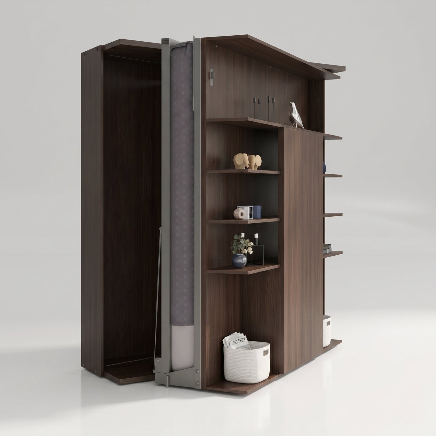 LMG Rotating Murphy Bed with Sliding Table | Eucalipto Scuro