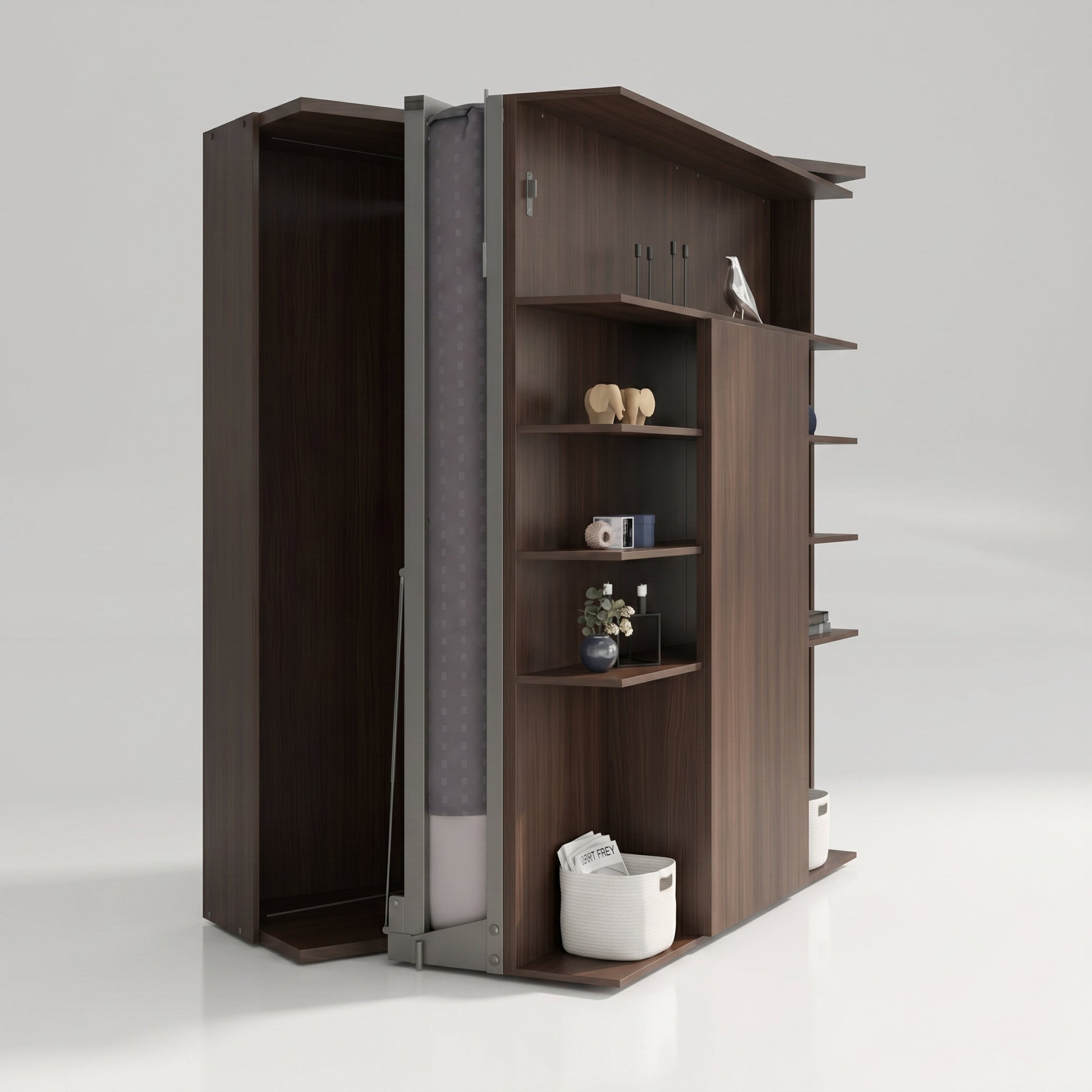 LMG Rotating Murphy Bed with Sliding Table | Eucalipto Scuro