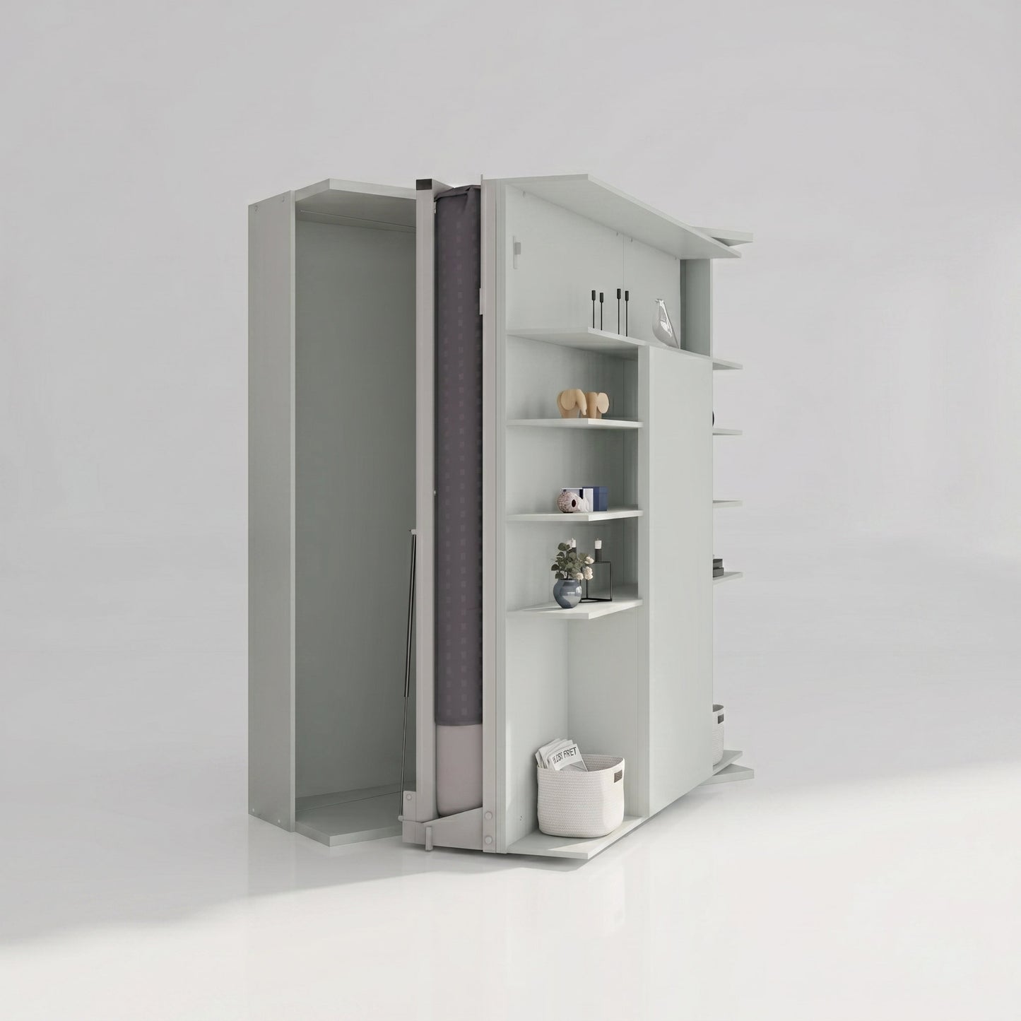LMG Rotating Murphy Bed with Sliding Table | Grigio Chiaro