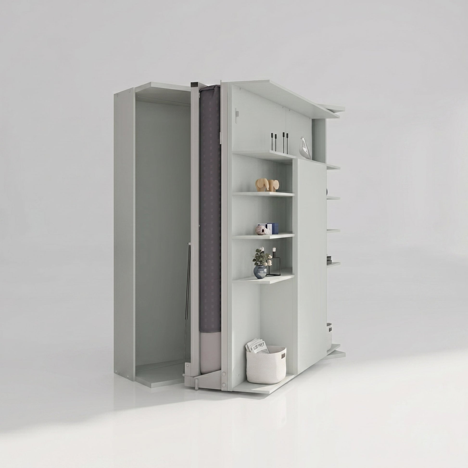LMG Rotating Murphy Bed with Sliding Table | Grigio Chiaro