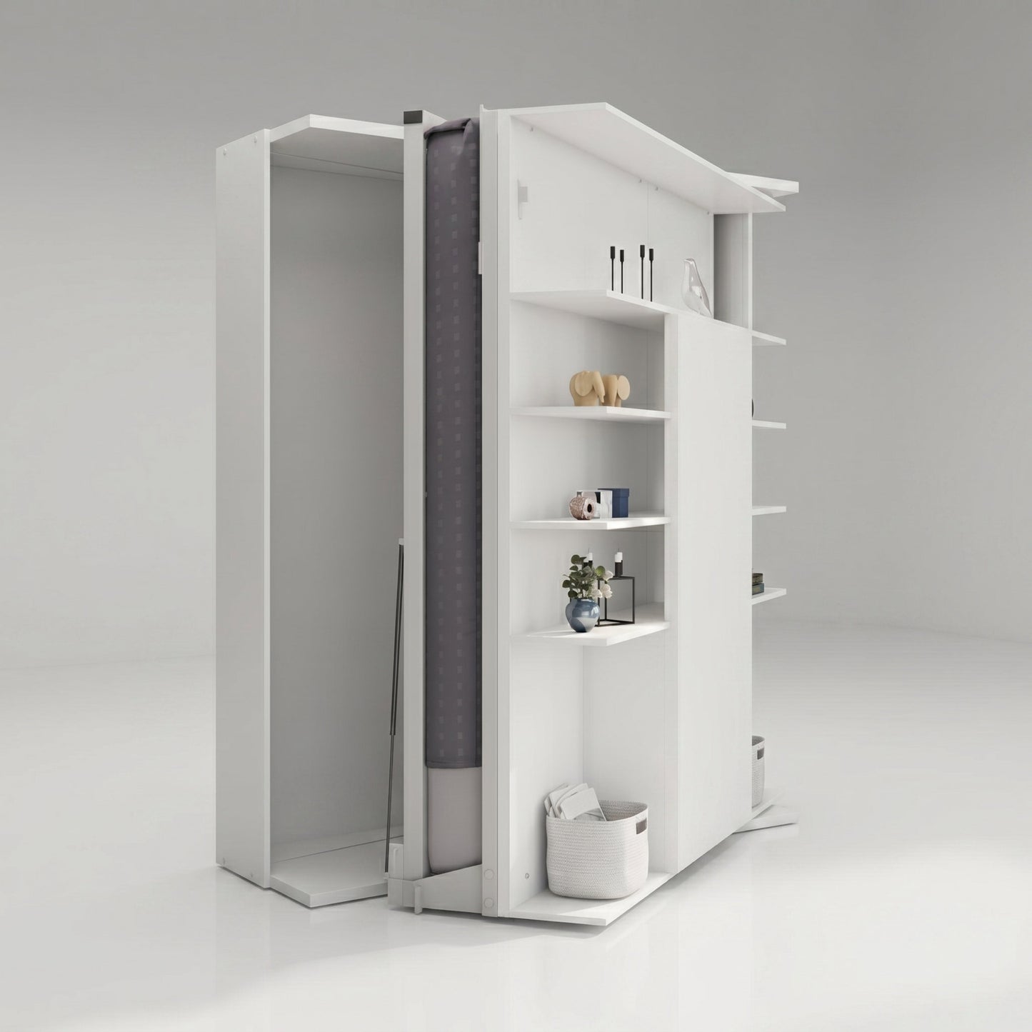 LMG Rotating Murphy Bed with Sliding Table | Bianco Cera - White